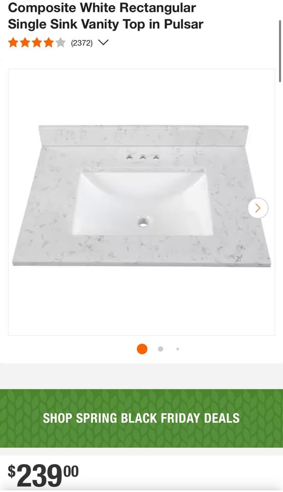 Home Decorators 31 in. W x 22 in. D Engineered Stone Composite White Rectangular Single Sink Vanity Top in Pulsar