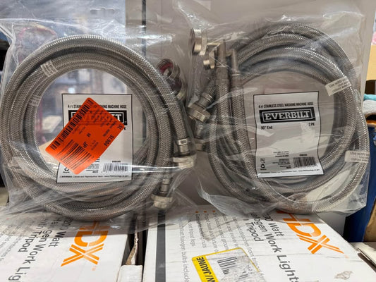Everbilt 4 ft. Universal Stainless Steel Washing Machine Hose with Elbow (2-Pack)