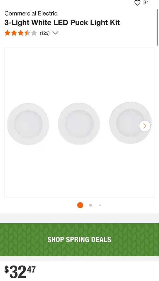 Commercial Electric 3-Light White LED Puck Light Kit