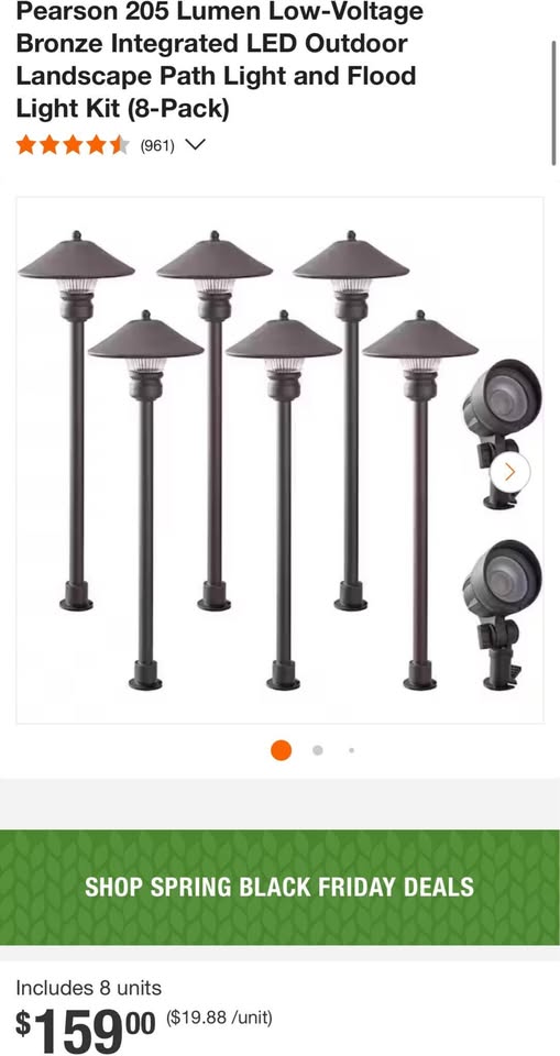 Hampton Bay Pearson 205 Lumen Low-Voltage Bronze Integrated LED Outdoor Landscape Path Light and Flood Light Kit (8-Pack)