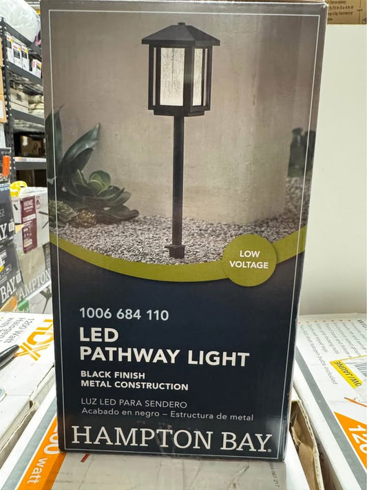 Hampton Bay Cairo 160 Lumen Low Voltage Square Transitional Black Integrated LED Waterproof Outdoor Landscape Path Light (1-Pack)