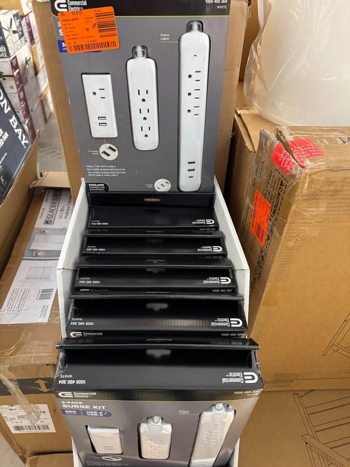 Commercial Electric 4 ft. Multiple Outlet and Wall Mounted Surge Protector Set (3-Pack)