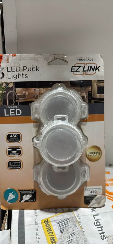 ULTRA PROGRADE EZ Link Linkable Plug-in LED White Puck Light with High/Low Switch (3-Pack)