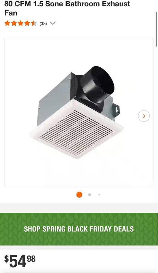 Commercial Electric 80 CFM 1.5 Sone Bathroom Exhaust Fan