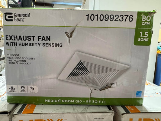 Commercial Electric 80 CFM 1.5 Sone Bathroom Exhaust Fan with Humidity Sensing