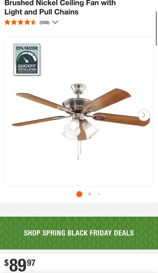 Hampton Bay Glendale III 52 in. LED Indoor Brushed Nickel Ceiling Fan with Light and Pull Chains
