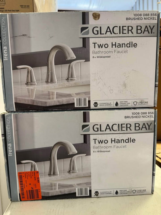 Glacier Bay Irena 8 in. Widespread 2-Handle Bathroom Faucet in Brushed Nickel
