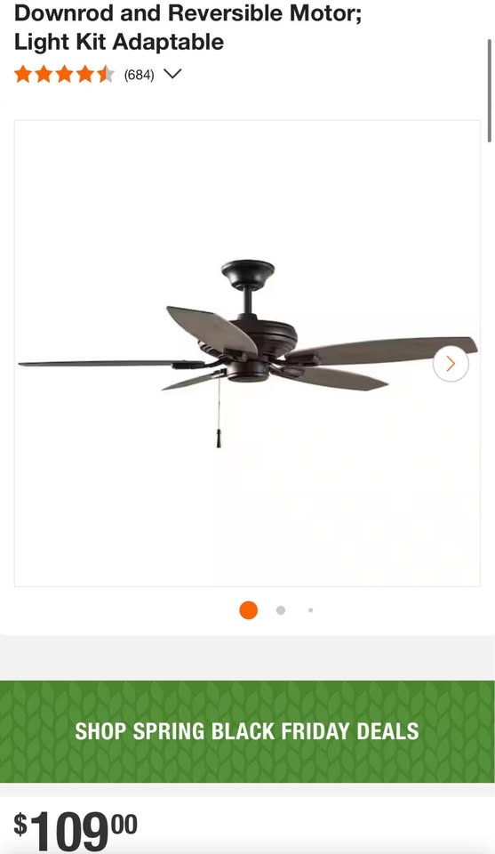 Hampton Bay North Pond 52 in. Indoor/Outdoor Matte Black Ceiling Fan with Downrod and Reversible Motor; Light Kit Adaptable