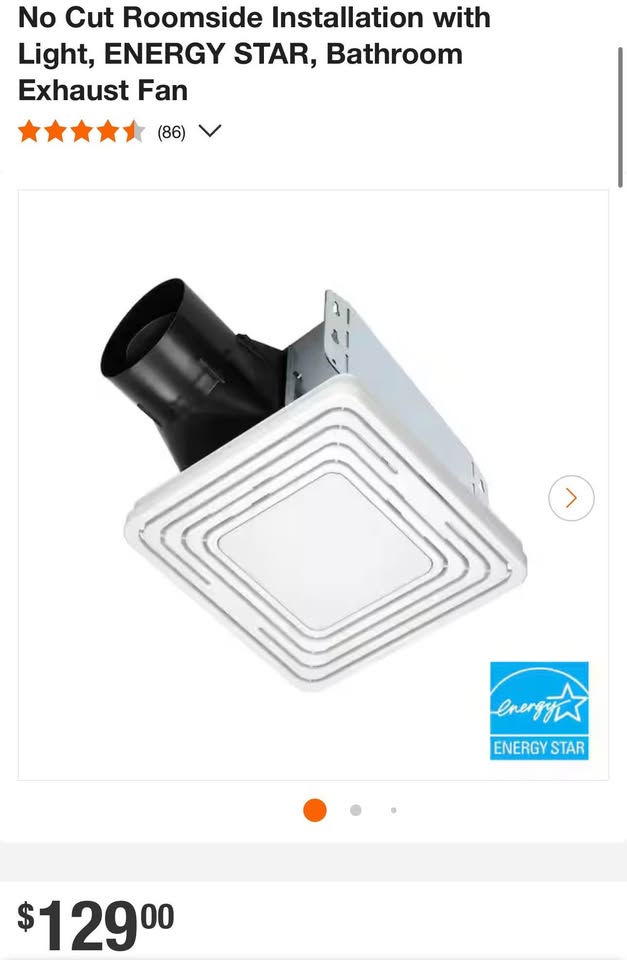 Broan-NuTone Roomside Series, White, 80 CFM, No Cut Roomside Installation with Light, ENERGY STAR, Bathroom Exhaust Fan