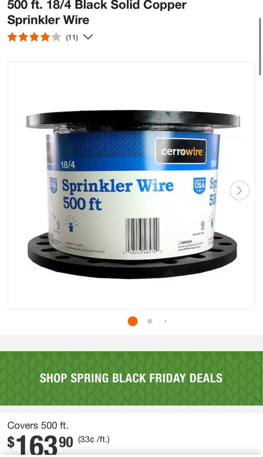 Cerrowire 500 ft. 18/4 Black Solid Copper Sprinkler Wire