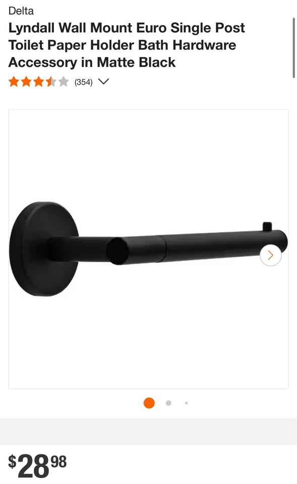 Delta Lyndall Wall Mount Euro Single Post Toilet Paper Holder Bath Hardware Accessory in Matte Black