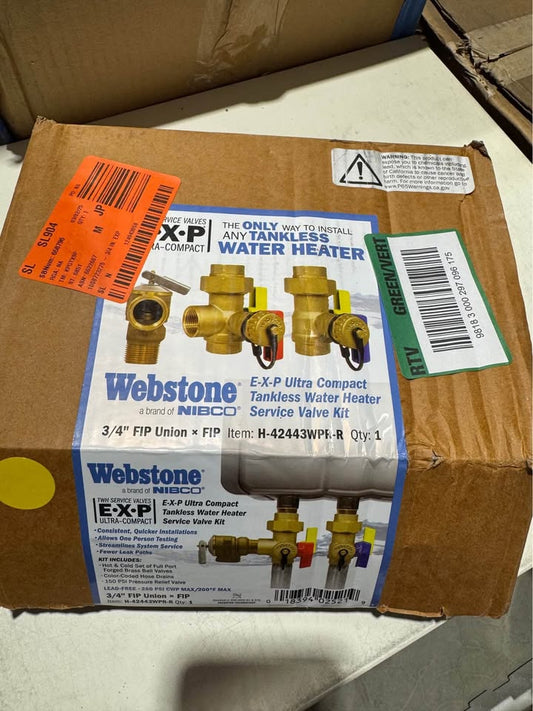 3/4 in. EXP Ultra-Compact Tankless Water Heater Service Valve Kit with 2-Lead Free Full Port Brass Ball Valves