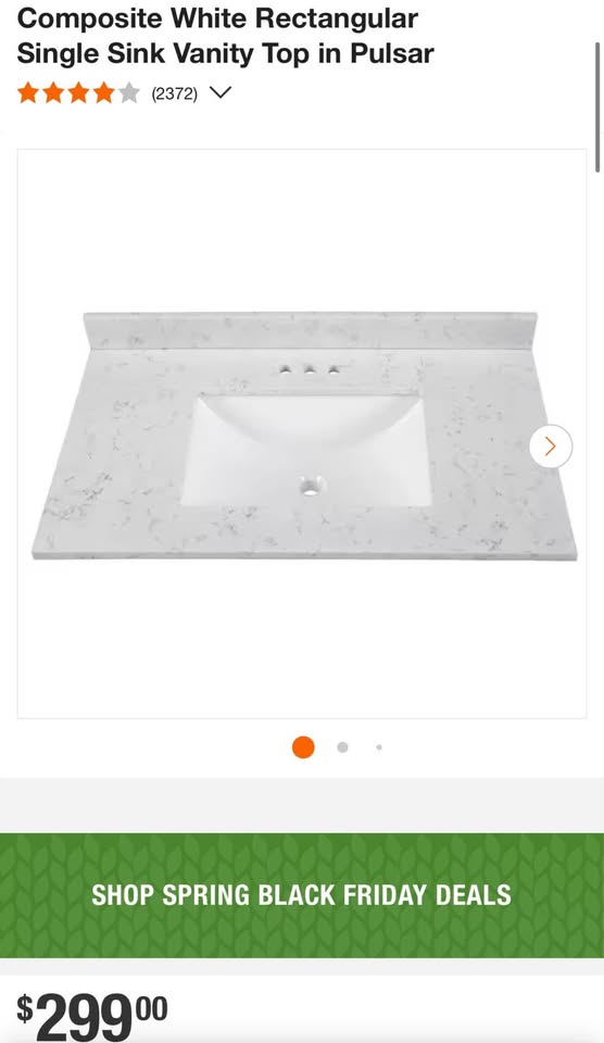 Home Decorators Collection 37 in. W x 22 in. D Engineered Stone Composite White Rectangular Single Sink Vanity Top in Pulsar