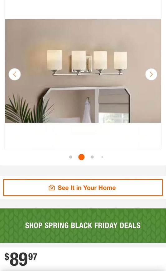 Hampton Bay Darlington 29.5 in. 4-Light Brushed Nickel Vanity Light with Frosted Opal Glass Shades