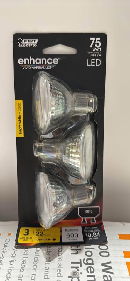 Feit Electric 75-Watt Equivalent MR16 GU10 Dimmable Recessed Track Lighting 90 Plus CRI Flood LED Light Bulb, Bright White (3-Pack)