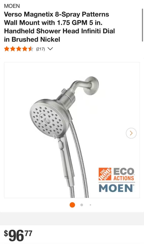 MOEN Verso Magnetix 8-Spray Patterns Wall Mount with 1.75 GPM 5 in. Handheld Shower Head Infiniti Dial in Brushed Nickel