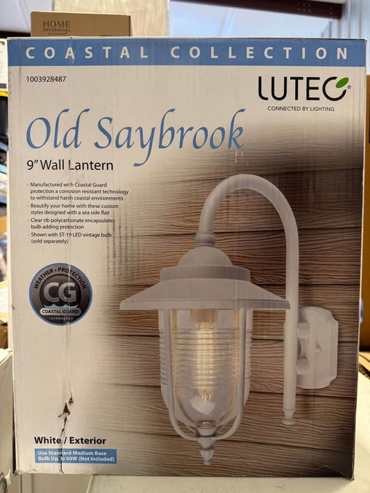 LUTEC Coastal Old Saybrook 1-Light White Outdoor Wall Lantern Sconce