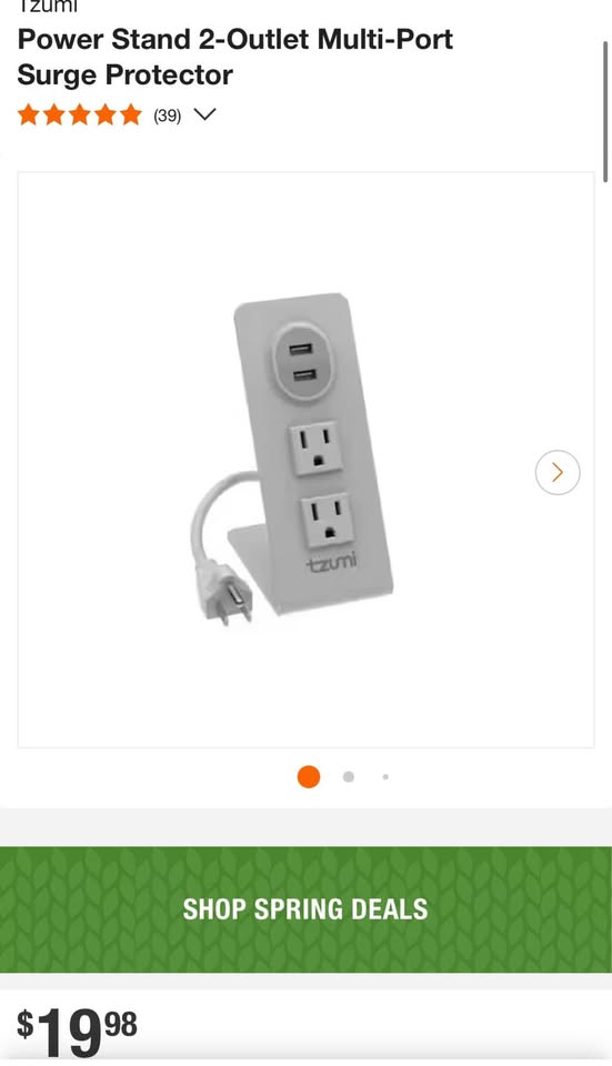 Tzumi Power Stand 2-Outlet Multi-Port Surge Protector