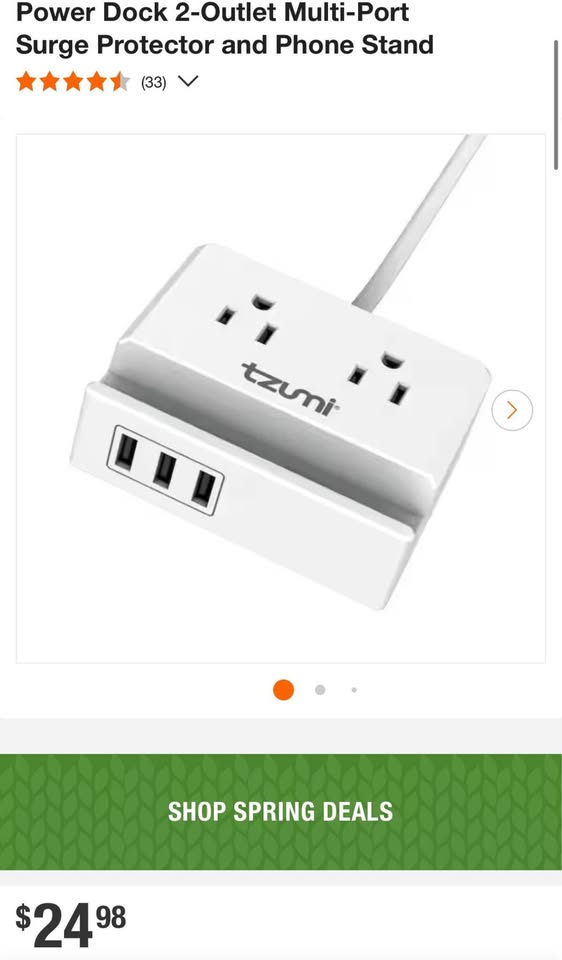 Tzumi Power Dock 2-Outlet Multi-Port Surge Protector and Phone Stand