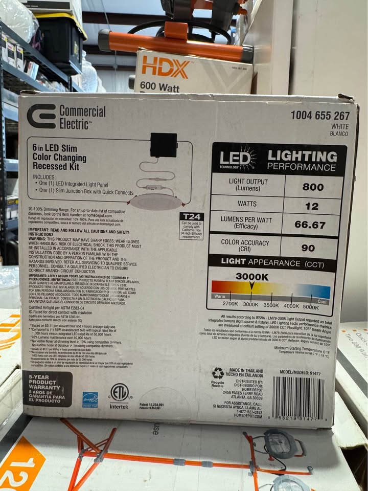 Commercial Electric Ultra Slim Integrated LED 6 in Round Adj Color Temp Canless Recessed Light for Kitchen Bath Living rooms, White