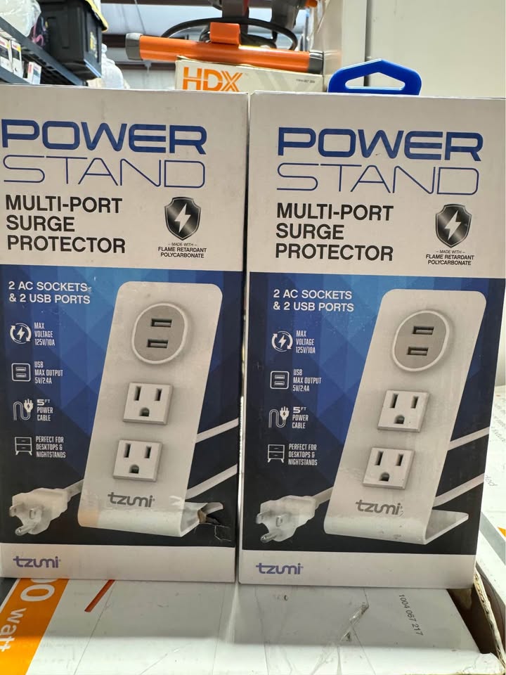 Tzumi Power Stand 2-Outlet Multi-Port Surge Protector