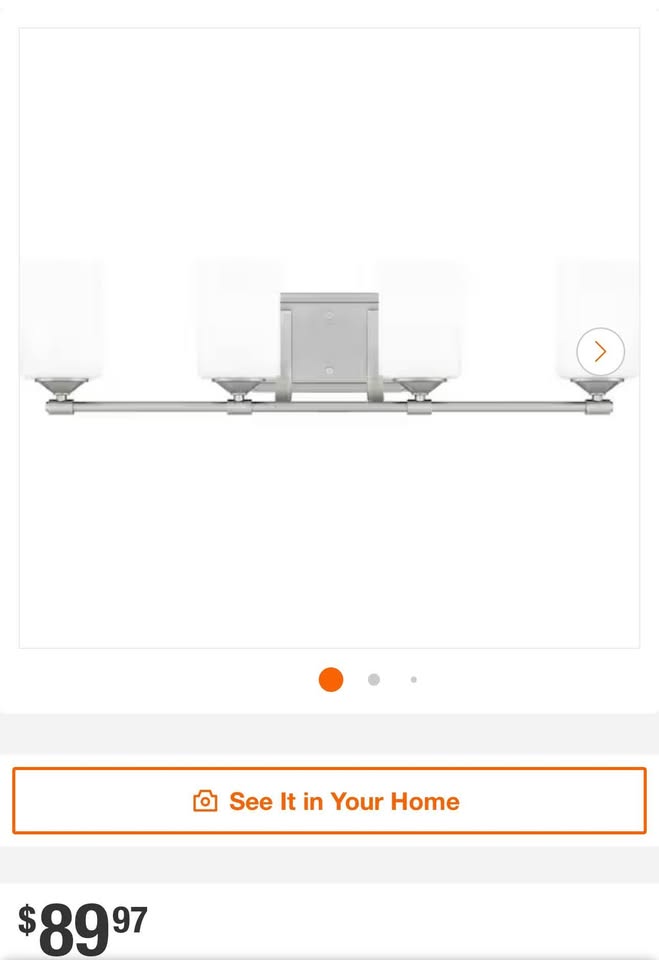Hampton Bay Darlington 29.5 in. 4-Light Brushed Nickel Vanity Light with Frosted Opal Glass Shades