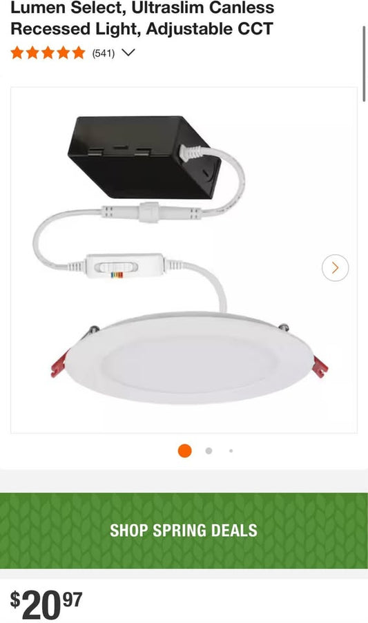 Premium Series 6 in. LED, 2-Level Lumen Select, Ultraslim Canless Recessed Light, Adjustable CC