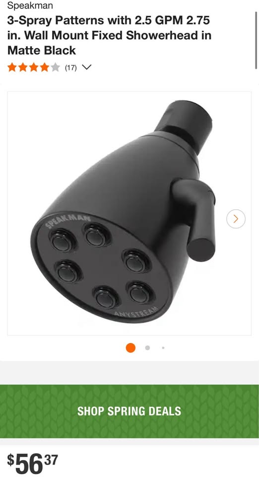 Speakman 3-Spray Patterns with 2.5 GPM 2.75 in. Wall Mount Fixed Showerhead in Matte Black
