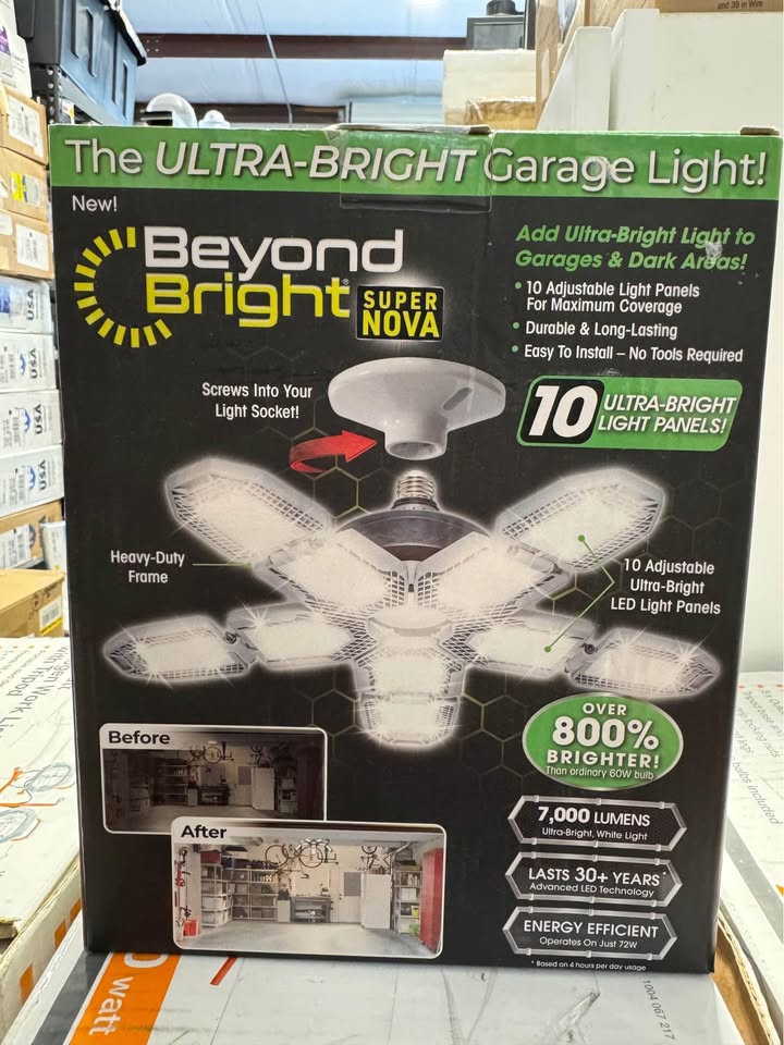 BEYOND BRIGHT 60-Watt Ultra Bright LED Light Bulb 6500K with 10 Adjustable Light Panels