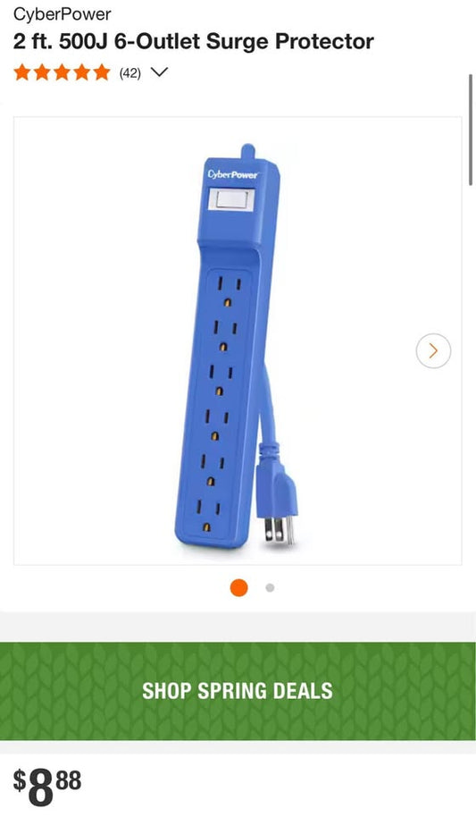 CyberPower 2 ft. 500J 6-Outlet Surge Protector