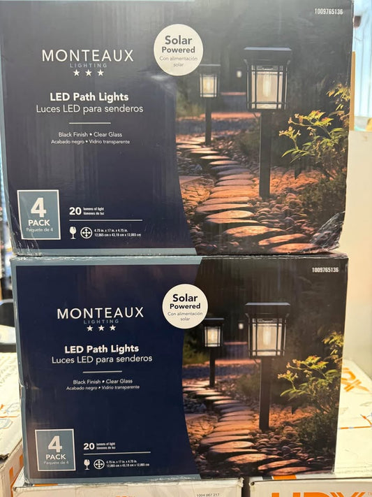 Monteaux Lighting Bel Air Black LED Outdoor Solar Pathway Lights with Clear Glass (4-Pack)