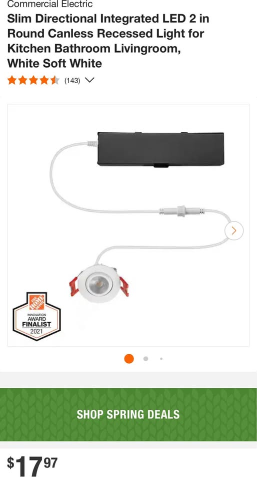 Commercial Electric Slim Directional Integrated LED 2 in Round Canless Recessed Light for Kitchen Bathroom Livingroom, White Soft White