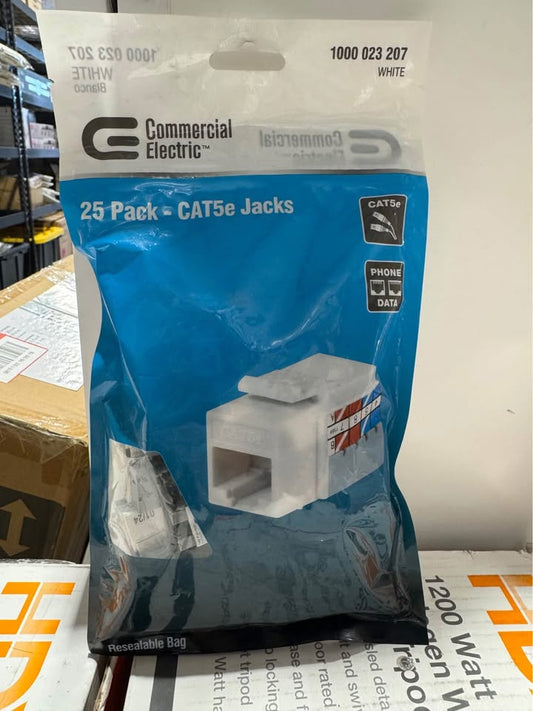 Commercial Electric Category 5e Jack - White (25-Pack)