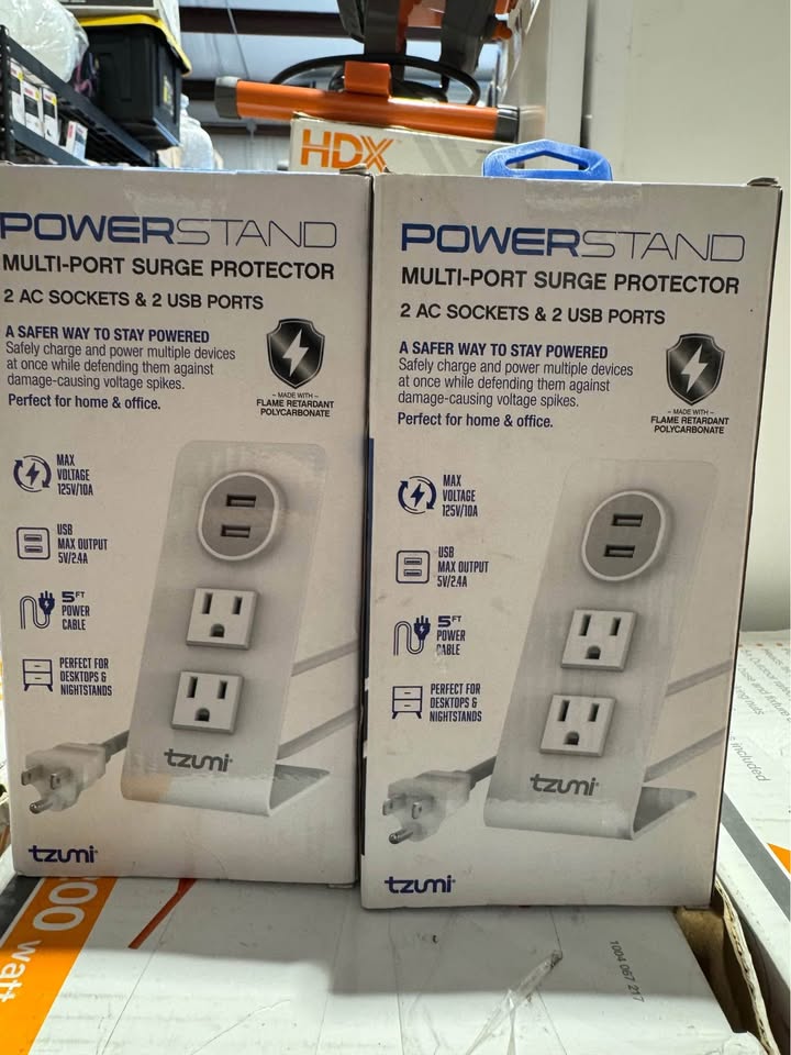 Tzumi Power Stand 2-Outlet Multi-Port Surge Protector