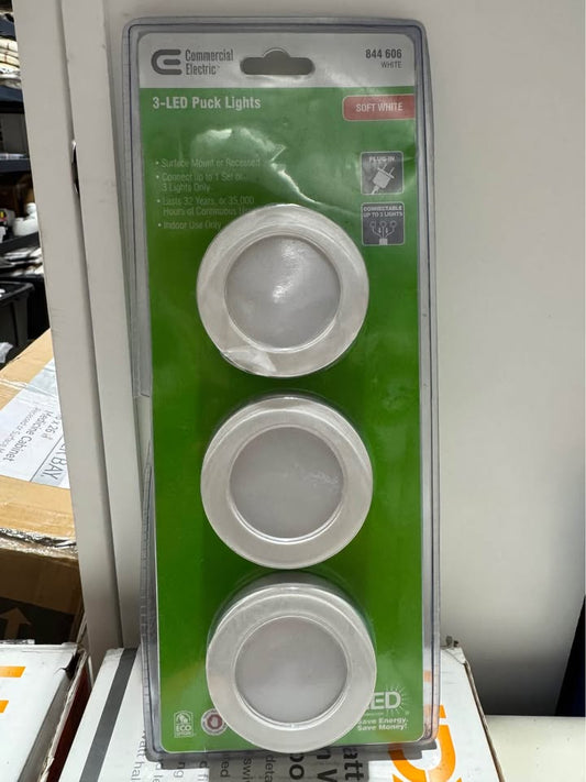 Commercial Electric 3-Light White LED Puck Light Kit