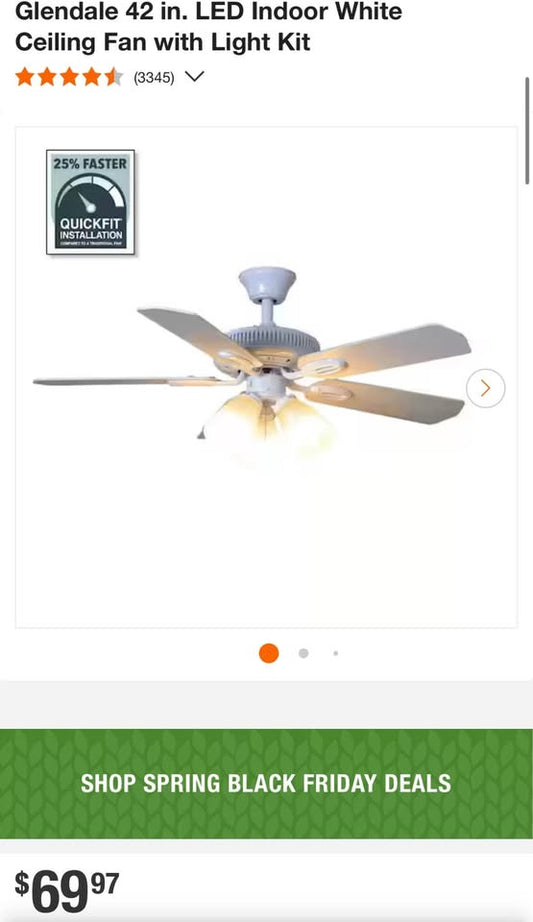 Hampton Bay Glendale 42 in. LED Indoor White Ceiling Fan with Light Kit