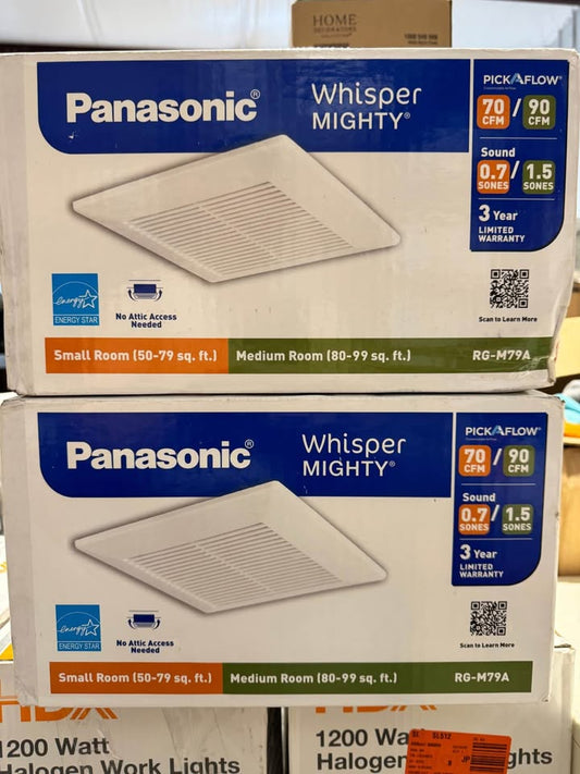 Panasonic Whisper Mighty Pick-A-Flow 70/90 CFM Ceiling/Wall Bathroom Exhaust Fan, Energy Star with 9 in. x 9 in. Grille Footprint