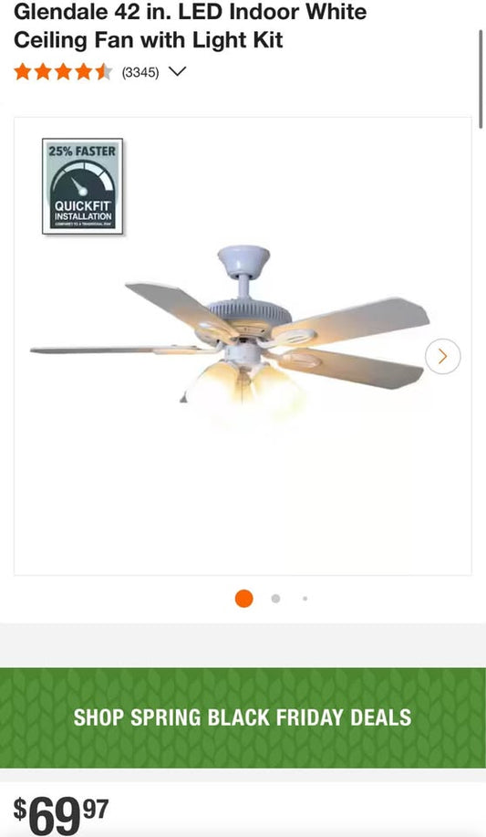 Hampton Bay Glendale 42 in. LED Indoor White Ceiling Fan with Light Kit