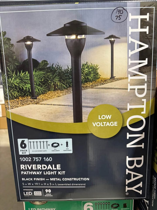 Hampton Bay 552 Lumen Low Voltage Integrated LED Black Outdoor Landscape Path Light Kit (6-Pack)