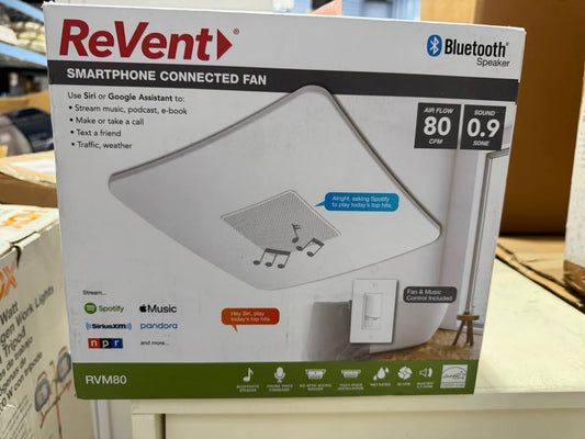ReVent 80 CFM Ceiling Easy Roomside Installation Bathroom Exhaust Fan with Bluetooth Speaker and 2-Way Smartphone Communication