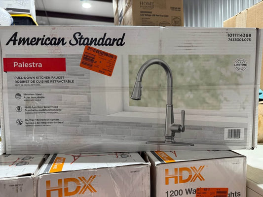 American Standard Palestra Single Handle Pull Down Sprayer Kitchen Faucet with Dual Spray in Stainless Steel