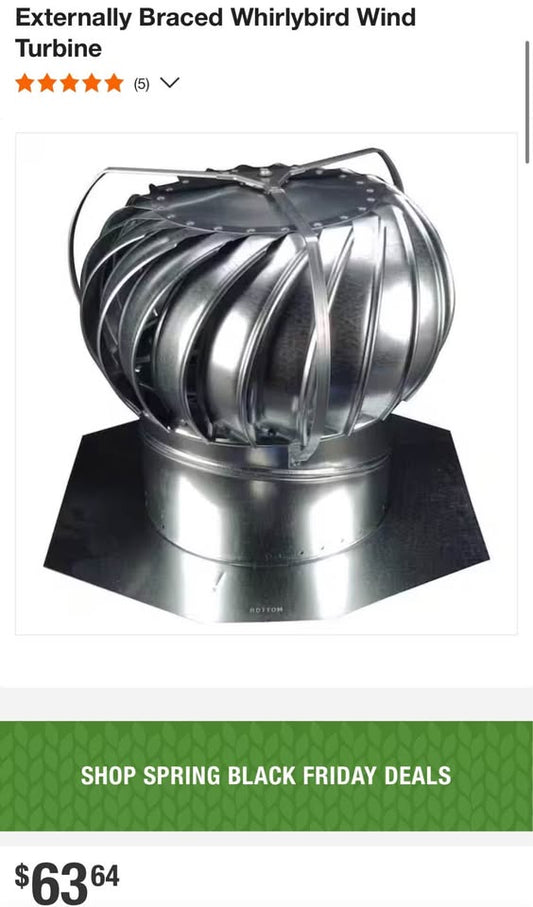 Lomanco 12 in. Mill Finish Galvanized Steel Externally Braced Whirlybird Wind Turbine