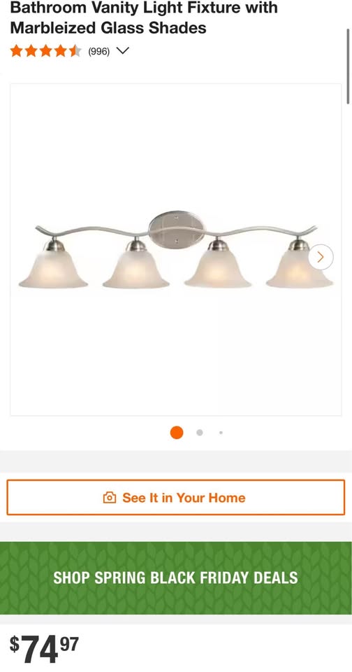 Hampton Bay Andenne 34.3 in. 4-Light Transitional Brushed Nickel Bathroom Vanity Light Fixture with Marbleized Glass Shades