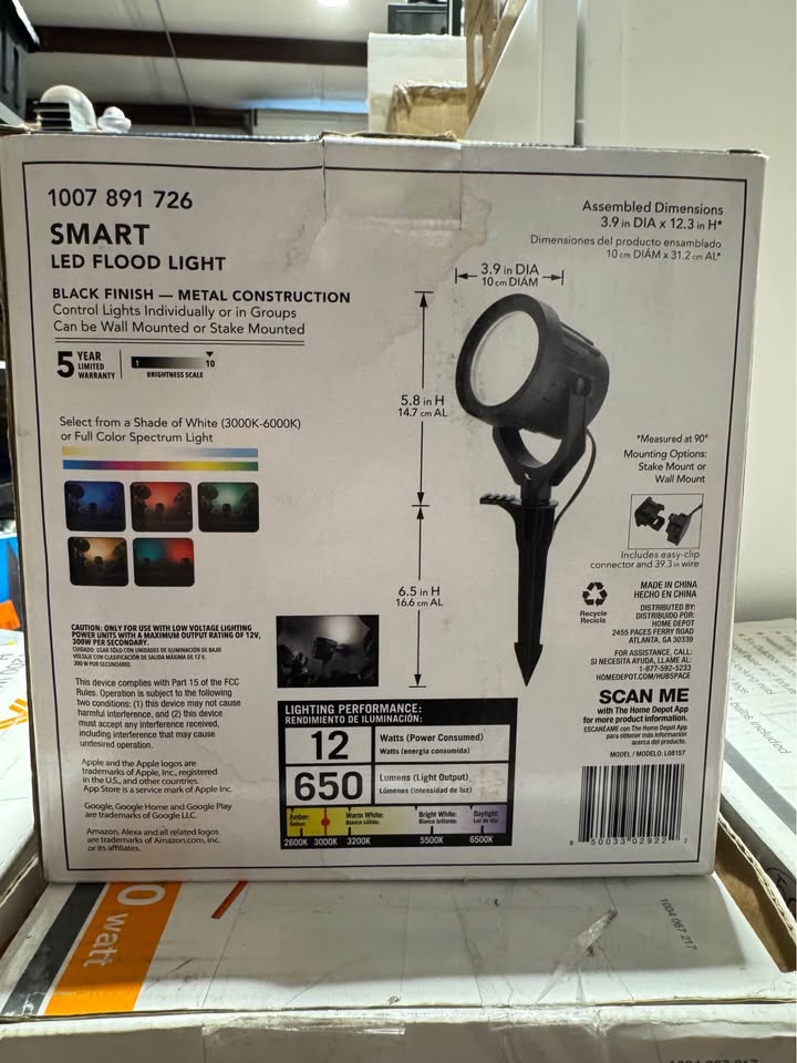 Hampton Bay 75-Watt Equivalent Low Voltage Black LED Outdoor Landscape Flood Light Powered by Hubspace