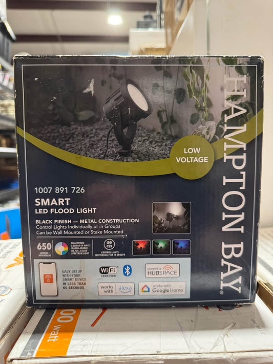Hampton Bay 75-Watt Equivalent Low Voltage Black LED Outdoor Landscape Flood Light Powered by Hubspace