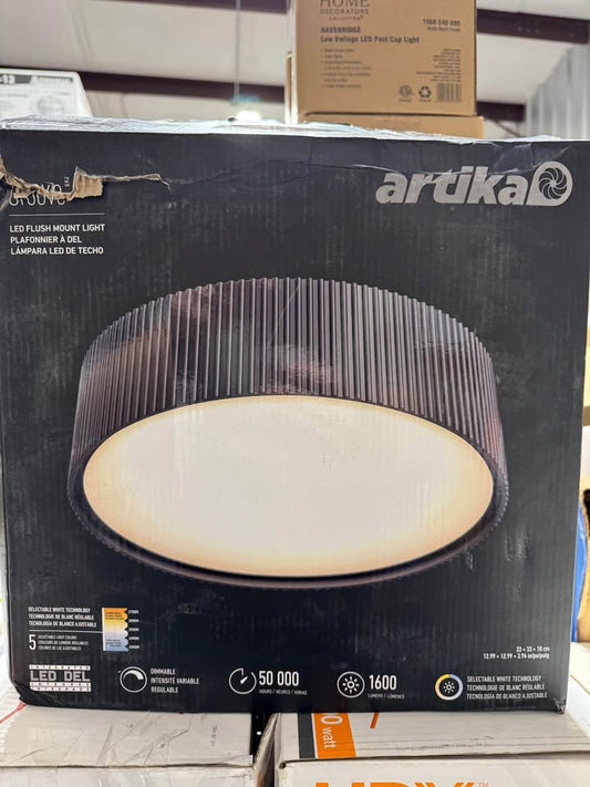 Artika Groove 13 in. 1 Light Black 5CCT Integrated Selectable LED Flush Mount Ceiling Light