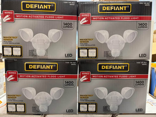 Defiant MaxDetect 240° White Motion Sensor Wired Outdoor 2-Head LED Security Flood Light 1400 Lumens