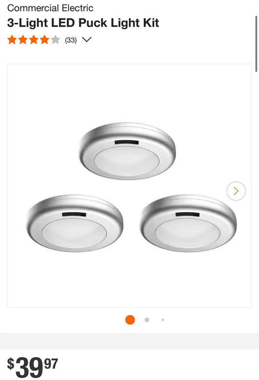 Commercial Electric 3-Light LED Puck Light Kit
