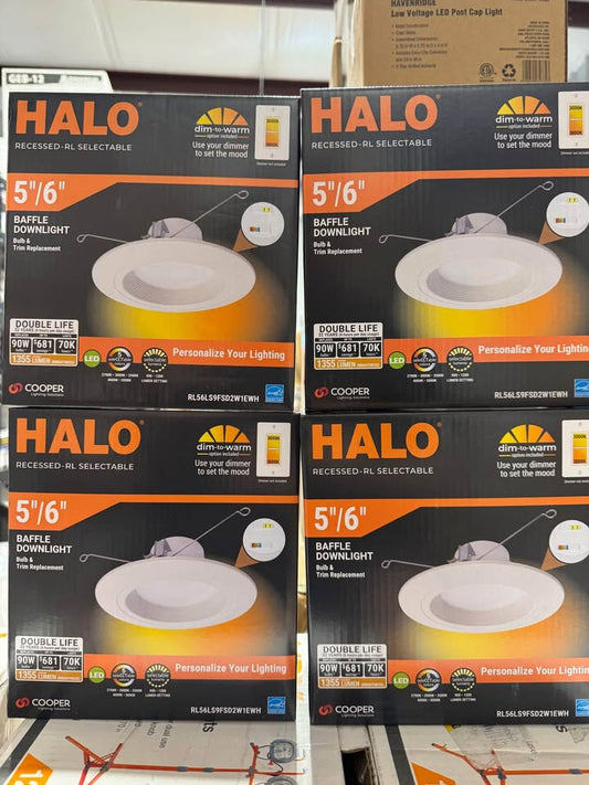 HALO RL56 Series 5/6 in. Recessed LED retrofit module Selectable CCT and Lumens, Integrated LED Matte White