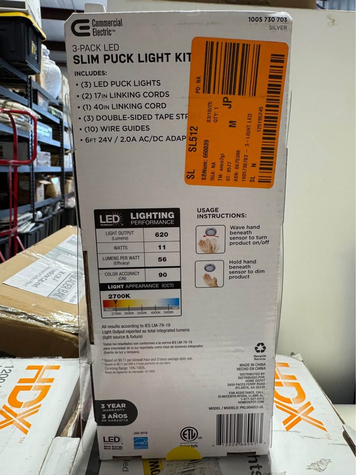 Commercial Electric 3-Light LED Puck Light Kit